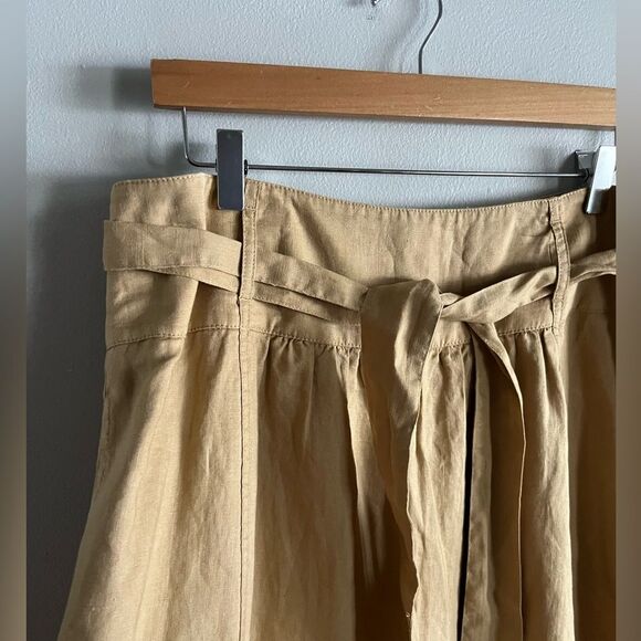 Jones New York Linen Midi Skirt Tan A-Line Belted High Waist Size 12 - Picture 3 of 8